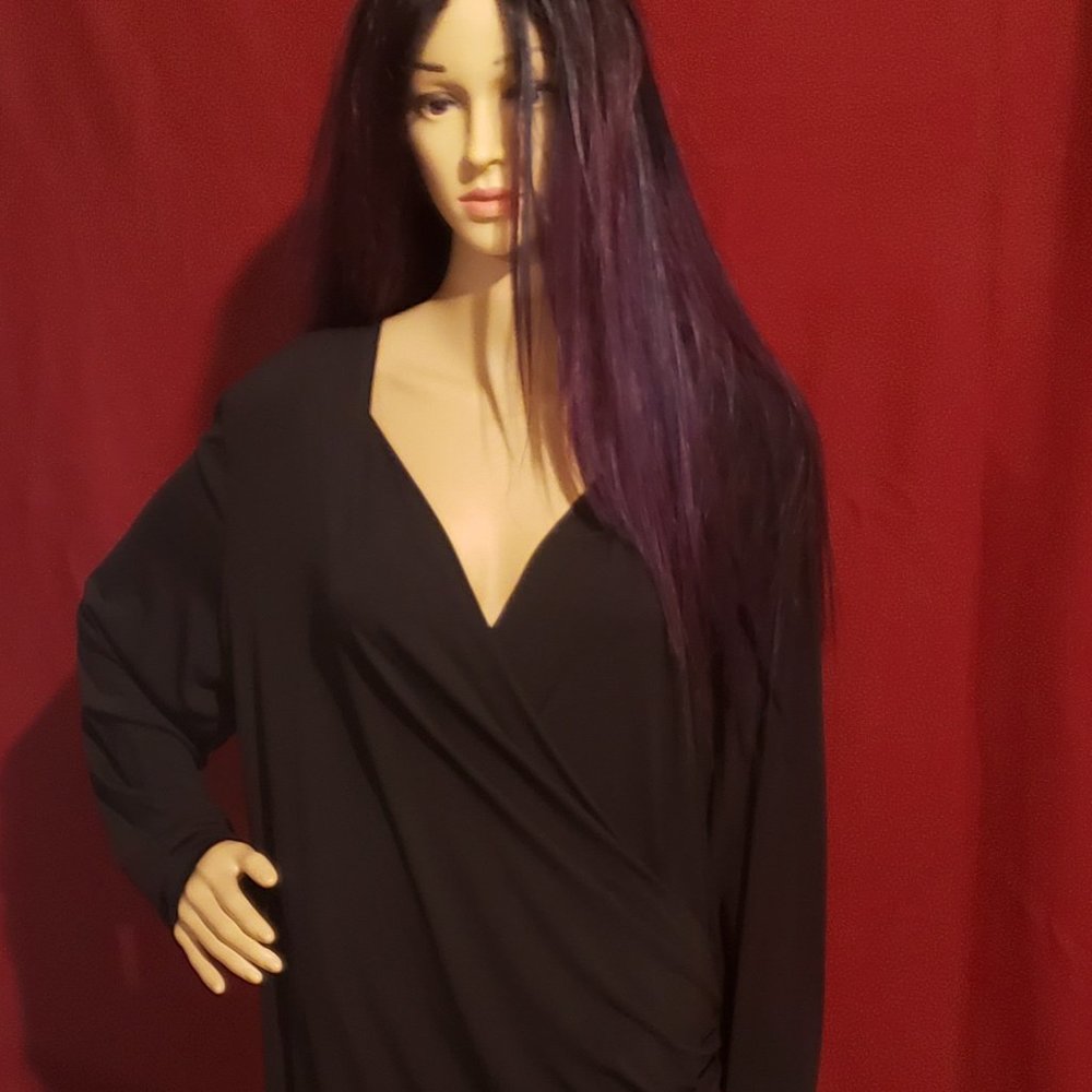 Black/Gold Circle Layered Wrap Dress